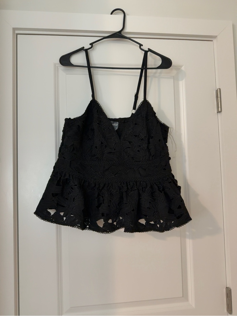 Arula Black Floral Lace Peplum Cami Top Size A